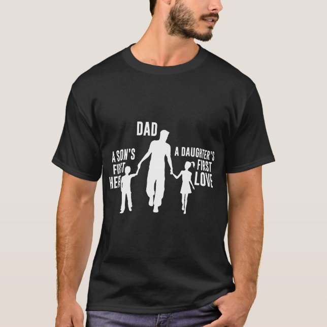T-shirt Papa un premier héros de fils un premier papa (Devant)