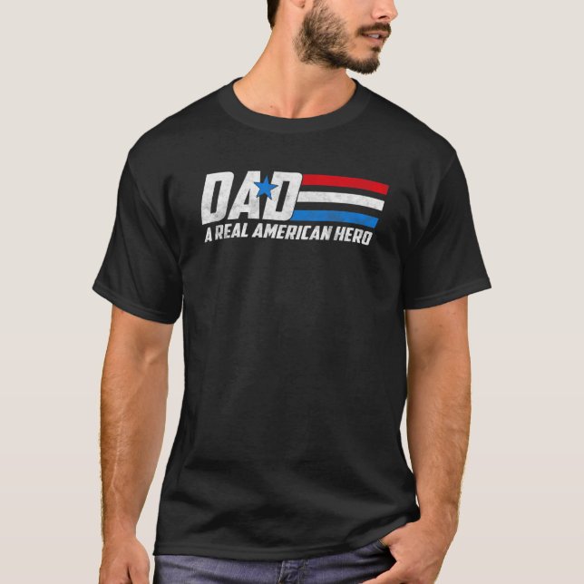 T-shirt Papa un vrai héros américain  (Devant)