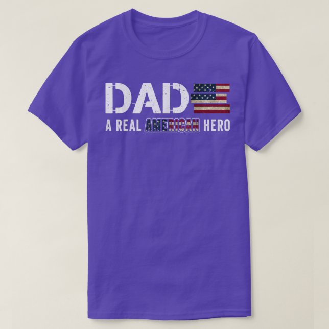 T-shirt Papa Un vrai héros américain Drapeau américain Vin (Design devant)