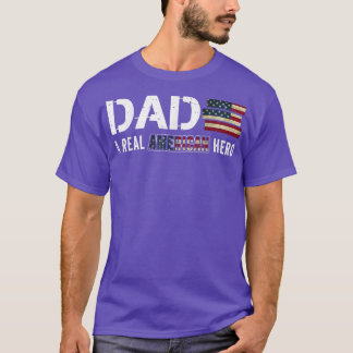 T-shirt Papa Un vrai héros américain Drapeau américain Vin