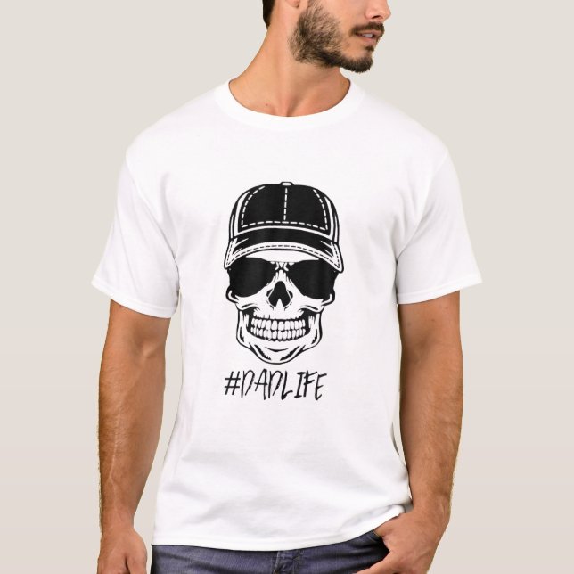 T-shirt Papa Vie Crâne Lunettes de soleil Fête des pères M (Devant)