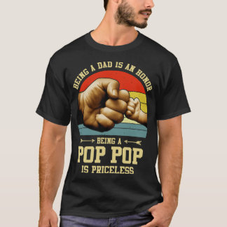 T-shirt Papa vintage Pop Pop Pop Kid Papa Grandpa Fête des