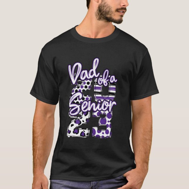 T-shirt Papa Violet Et Noir D'Un Senior 2023 Retour À Scho (Devant)