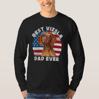 T-shirt Papa Vizsla pour hommes drapeau américain hongrois