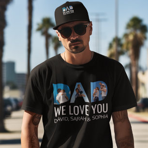 T-shirt Papa We Love You Custom 3 Photo Fête des pères Drô