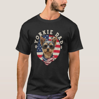 T-shirt Papa Yorkie Drapeau américain Terrier du Yorkshire