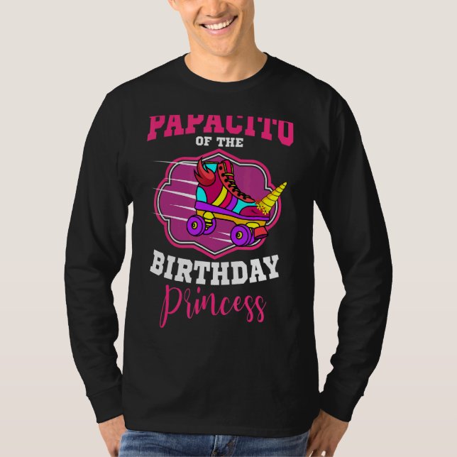 T-shirt Papacito De L'Anniversaire Princess Roller Skates  (Devant)