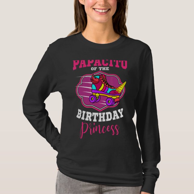 T-shirt Papacito De L'Anniversaire Princess Roller Skates  (Devant)