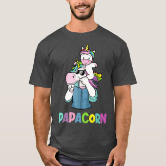 T-shirt Papacorn Unicorn Fête des pères Cadeau Pour Papa