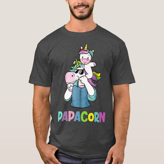 T-shirt Papacorn Unicorn Fête des pères Cadeau Pour Papa (Devant)