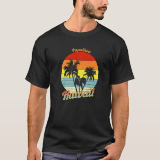 T-shirt Papaikou Hawaï Rétro Palmiers Tropicaux Vacances