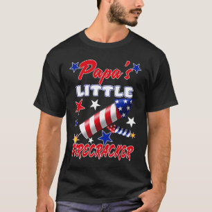 T-shirt Papa's Little Firecracker 4 juillet Fun Kids Bir