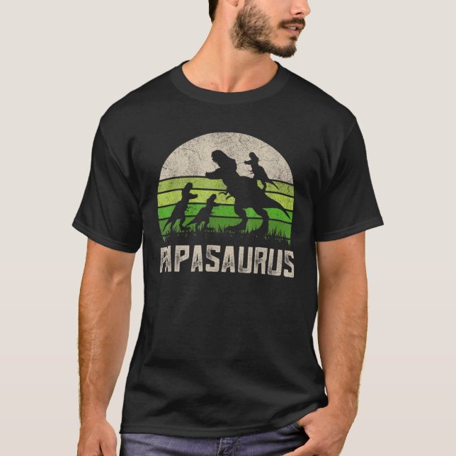 T-shirt Papasaurus dinosaure vintage (Devant)