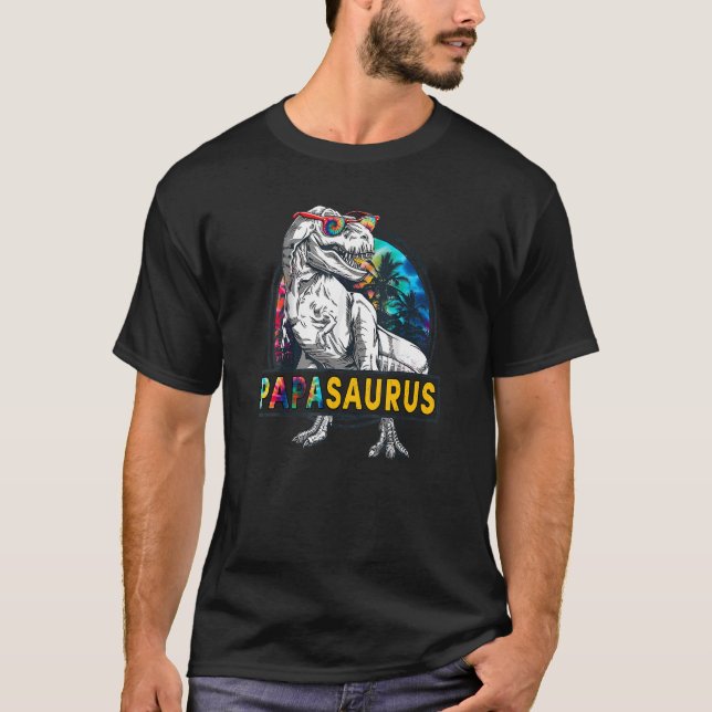 T-shirt Papasaurus Fête des mères Fête des pères Tie Dye P (Devant)