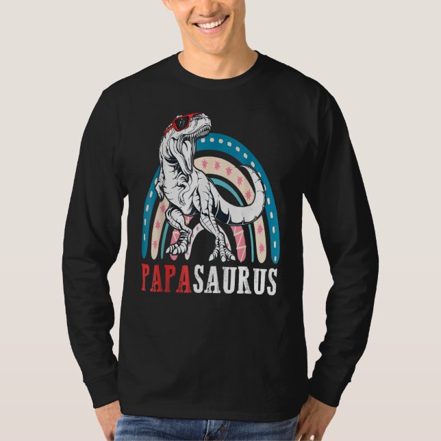 T-shirt Papasaurus Rex Dinosaur Papa Saurus Arc-en-ciel Pè (Devant)