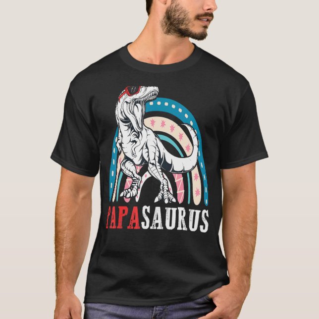 T-shirt Papasaurus Rex Dinosaur Papa Saurus Arc-en-ciel Pè (Devant)