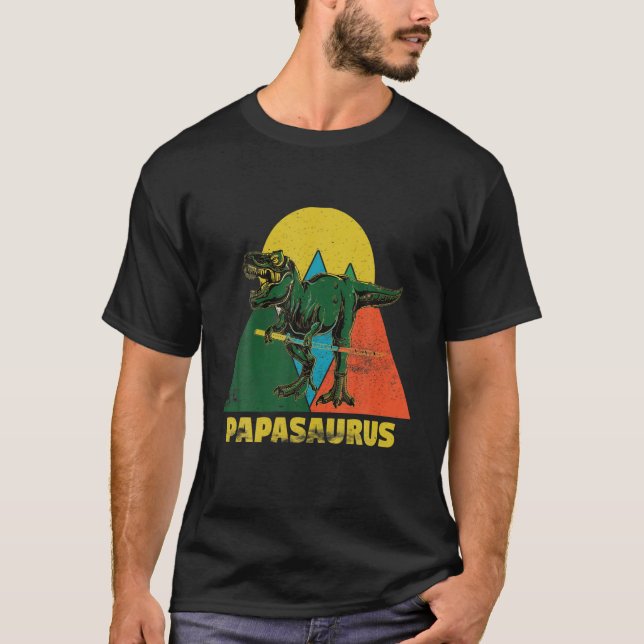 T-shirt Papasaurus T Rex Dinosaur Papa Saurus (Devant)