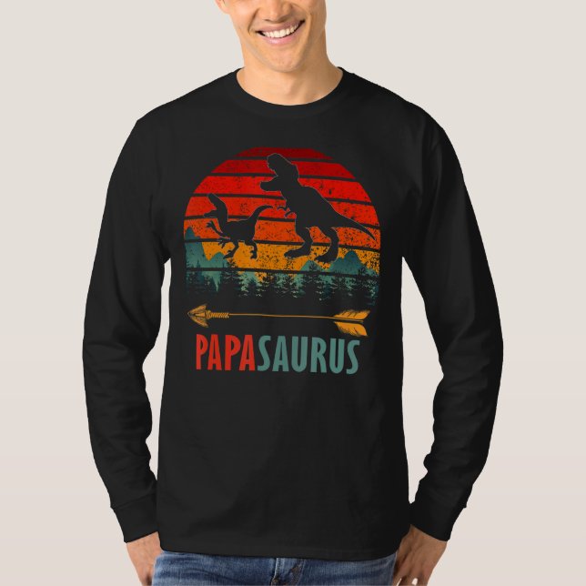 T-shirt Papasaurus T Rex Dinosaur papa Saurus Family Match (Devant)