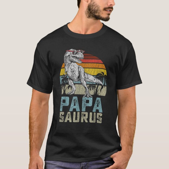 T-shirt Papasaurus T Rex Dinosaur Papa Saurus Family Match (Devant)
