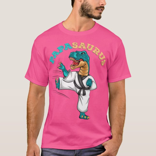 T-shirt Papasaurus Trex Dinosaure Funny Papa Saurus Karaté (Devant)