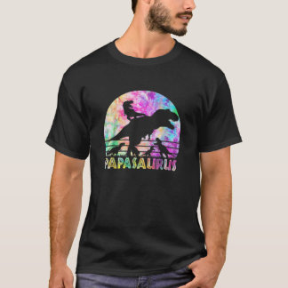 T-shirt Papasaurus - Vintage Retro Tie Dye Sunset Père O