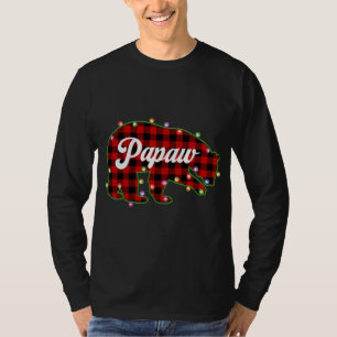 T-shirt Papaw Bear Buffalo Plaid Red Christmas Light Match