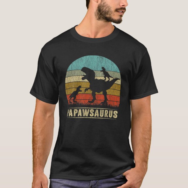 T-shirt Papaw Dinosaur Papawsaurus 2 Fête des pères Deux E (Devant)