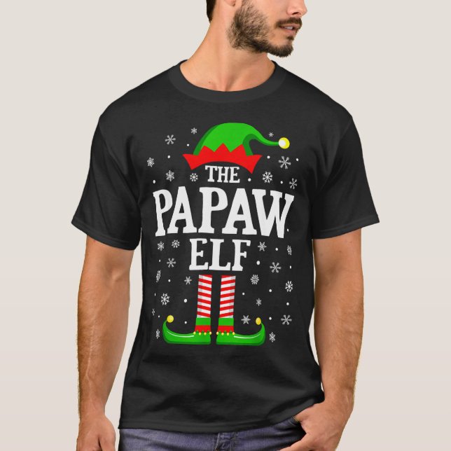 T-shirt Papaw Elf Funny Christmas Family Matching  (Devant)