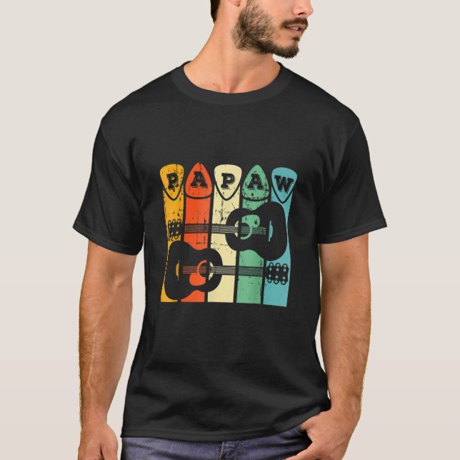 T-shirt Papaw Guitar Pick Guitar Player Grandpa Retro Guit (Devant)