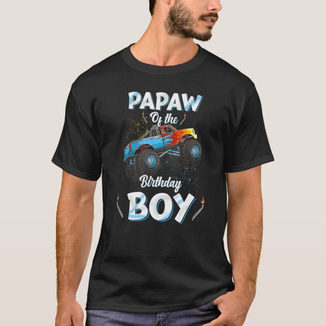 T-shirt Papaw Of Anniversaire Garçon Monster Camion Annive (Devant)