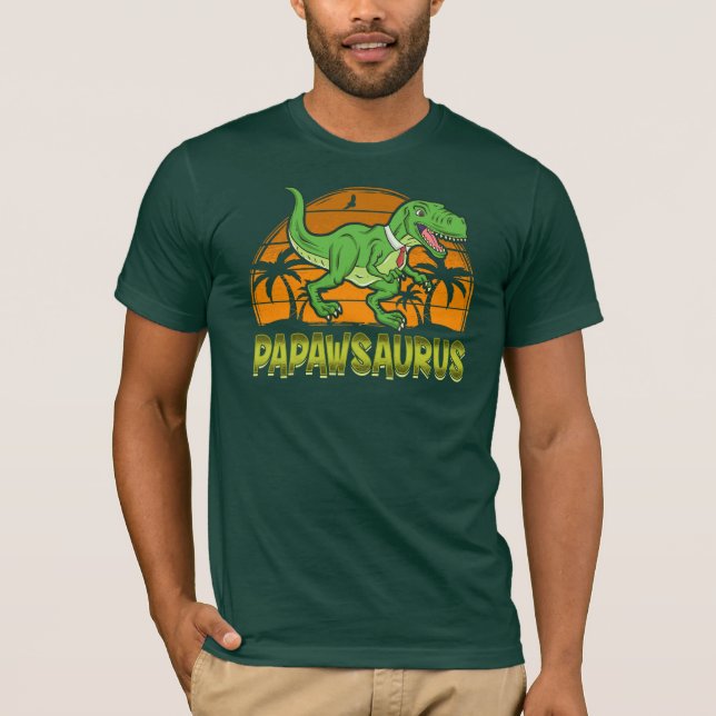T-shirt Papawsaurus Tyrannosaurus Rex Blague (Devant)