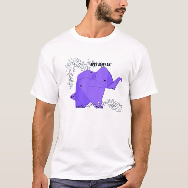 T-shirt Paper Elephant Origami Art (Devant)