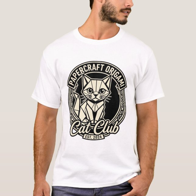 T-shirt Papercraft Origami Chat Drôle Chat Graphique - Pap (Devant)