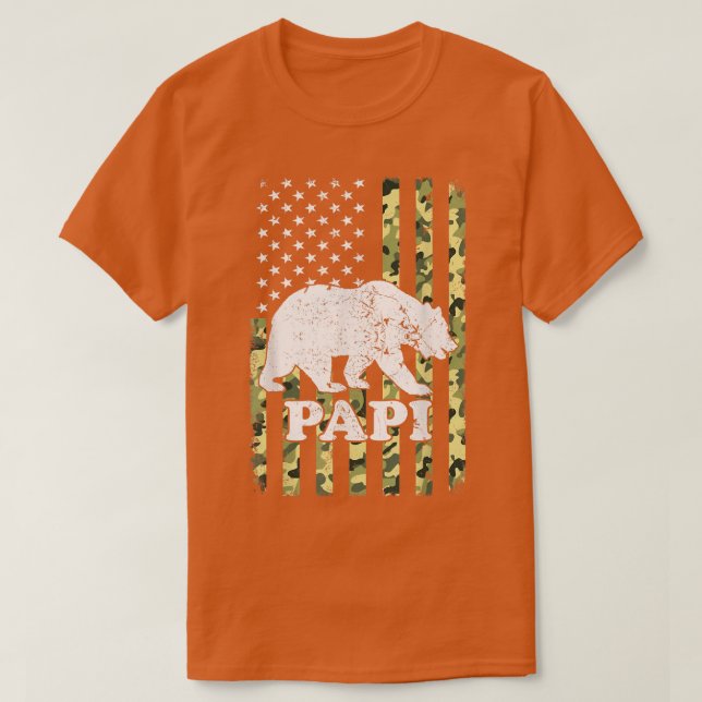 T-shirt Papi Bear Camping Randonnée Camouflage USA America (Design devant)