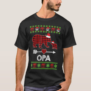 T-shirt Papi Bear Santa Red Plaid Family Pajamas For Chrét
