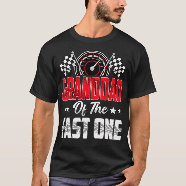 T-shirt Papi de la naissance du rapide 1ère voiture de cou (Devant)