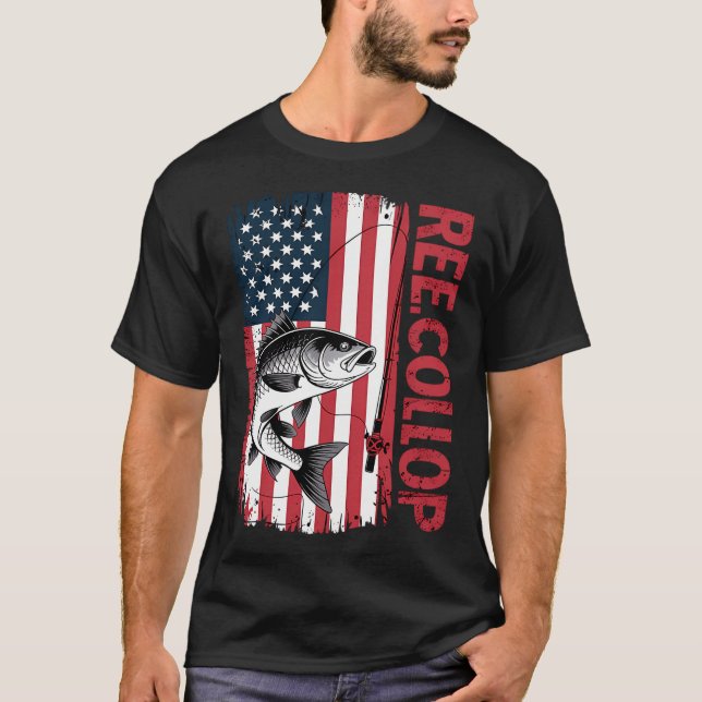 T-shirt Papi Drapeau Américain De Pêche Pop Cool Hommes (Devant)