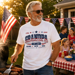T-shirt Papi Est 2026 Drapeau Américain Nom Enfant Personn