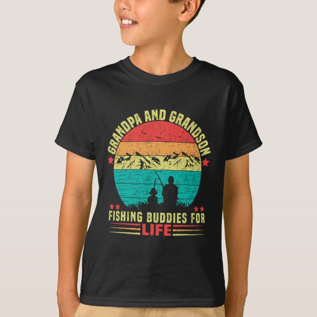 T-shirt Papi et petit-fils, compagnons de pêche pour la vi (Devant)