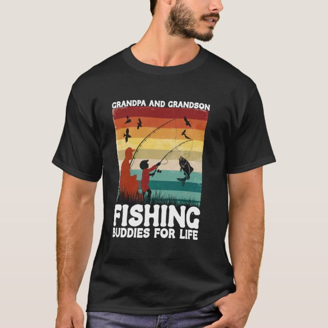 T-shirt Papi et petit-fils compagnons de pêche pour la vie (Devant)
