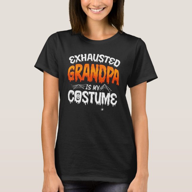 T-shirt Papi Halloween Épuisé Papi Est Mon Déguisement (Devant)