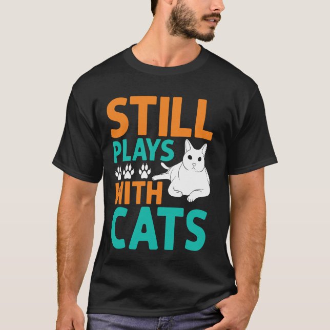 T-shirt Papi Joue Encore Avec Des Chats (Devant)