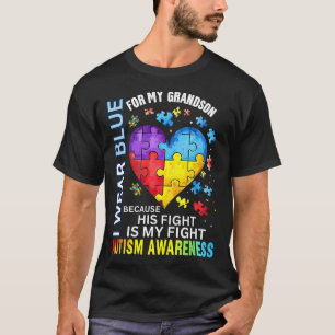 T-shirt Papi Mamie Je Porte Bleu Pour Mon Petit-Fils Autis