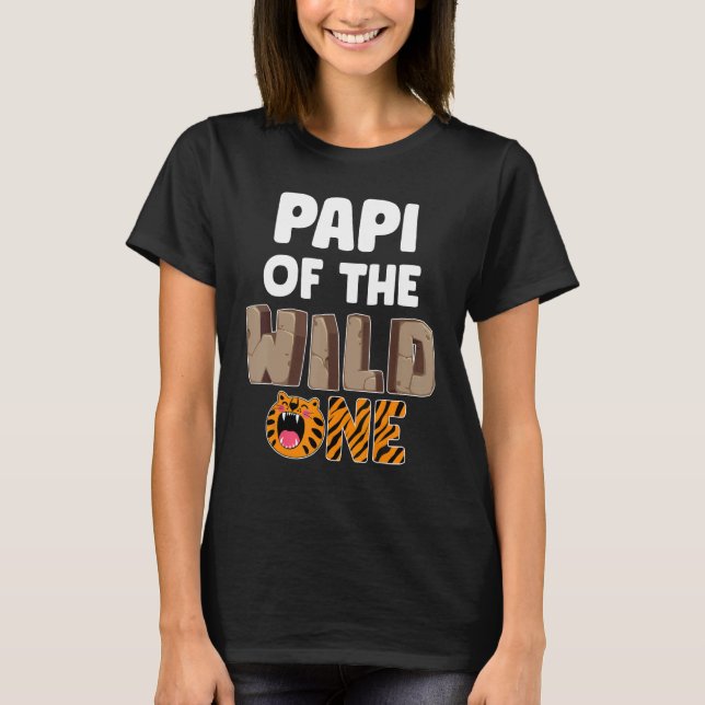 T-shirt Papi Of The Wild One Zoo Thème 1er Anniversaire (Devant)