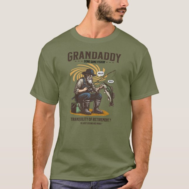 T-shirt Papi parti pêcher – Pêche à la retraite drôle  (Devant)