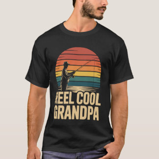 T-shirt Papi pêche motif rétro bobine cool grand-père
