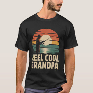 T-shirt Papi pêche rétro bobine motif cool papi long