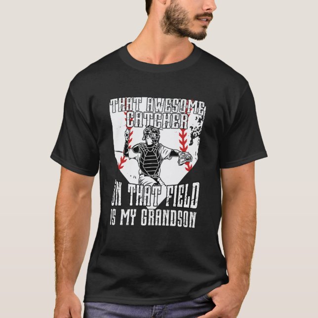 T-shirt Papi receveur de baseball fier Papi receveur de ba (Devant)