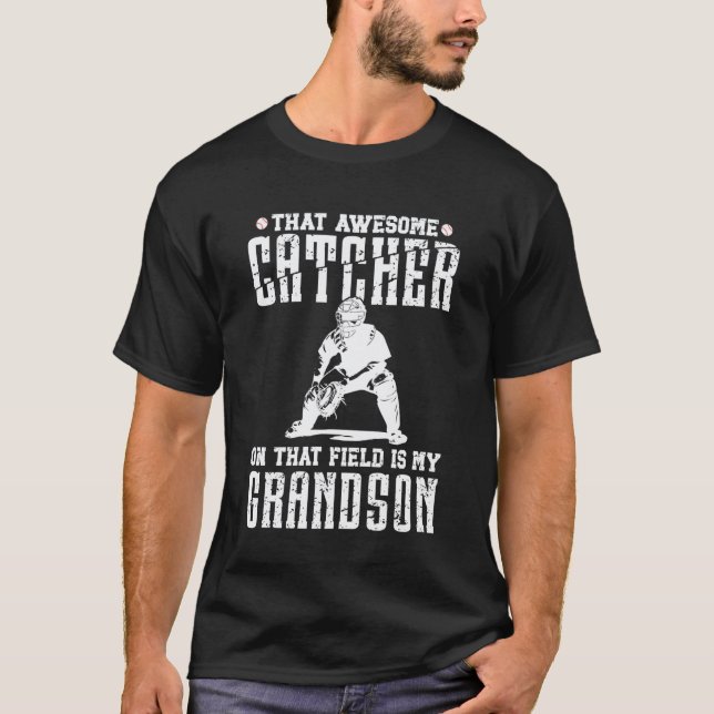 T-shirt Papi receveur de baseball fier Papi receveur de ba (Devant)