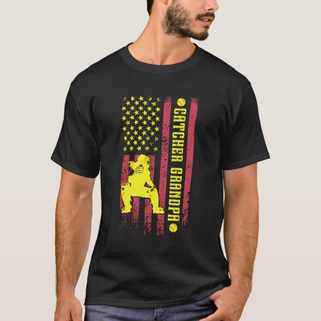 T-shirt Papi Receveur De Softball D'un Receveur De Softbal (Devant)